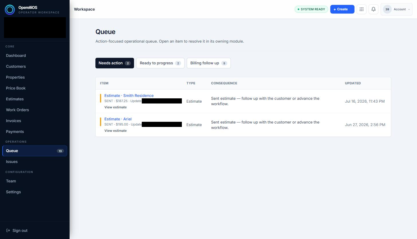 Work Queue Needs action tab listing estimate follow-ups
