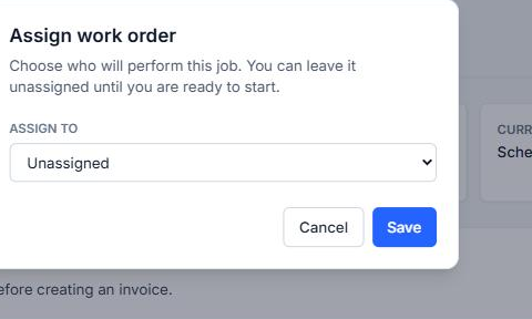 Scheduling and assignment surface for a synthetic Work Order